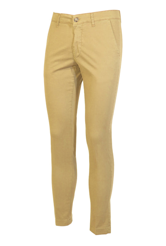 Pantalone Uomo Cotone Leggero Made in Italy Slim Fit Gamba stretta, Pantaloni uomo Dresserd - GIALLO