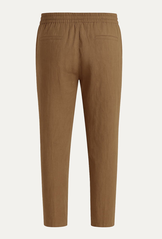 Pantalone 100% Lino Uomo confort fit con elastico - CAMMELLO
