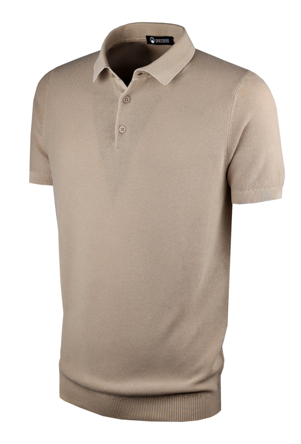 Polo uomo in filo mezza manica trama lavorata Slim fit - BEIGE