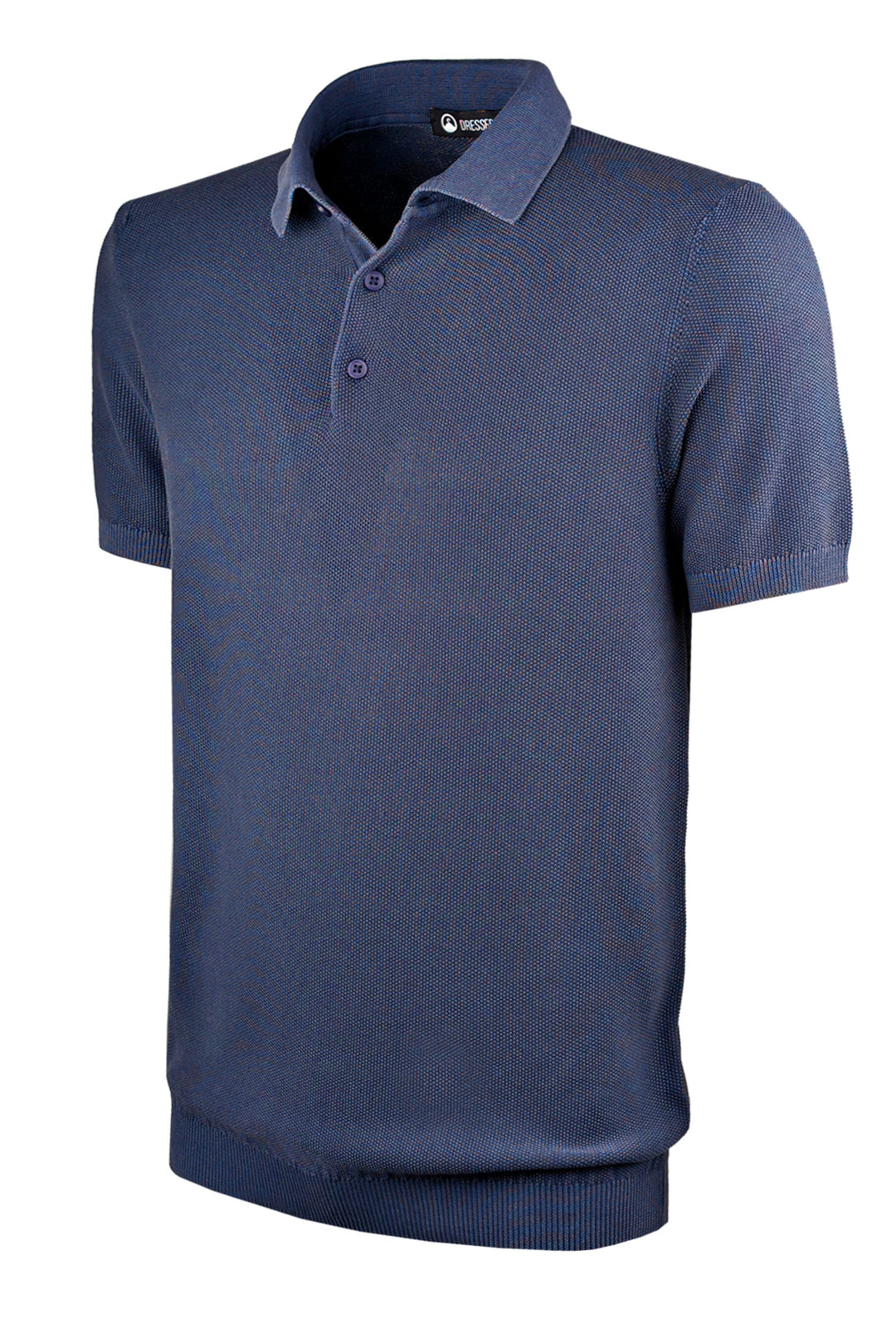 Polo uomo in filo mezza manica trama lavorata Slim fit - BLU