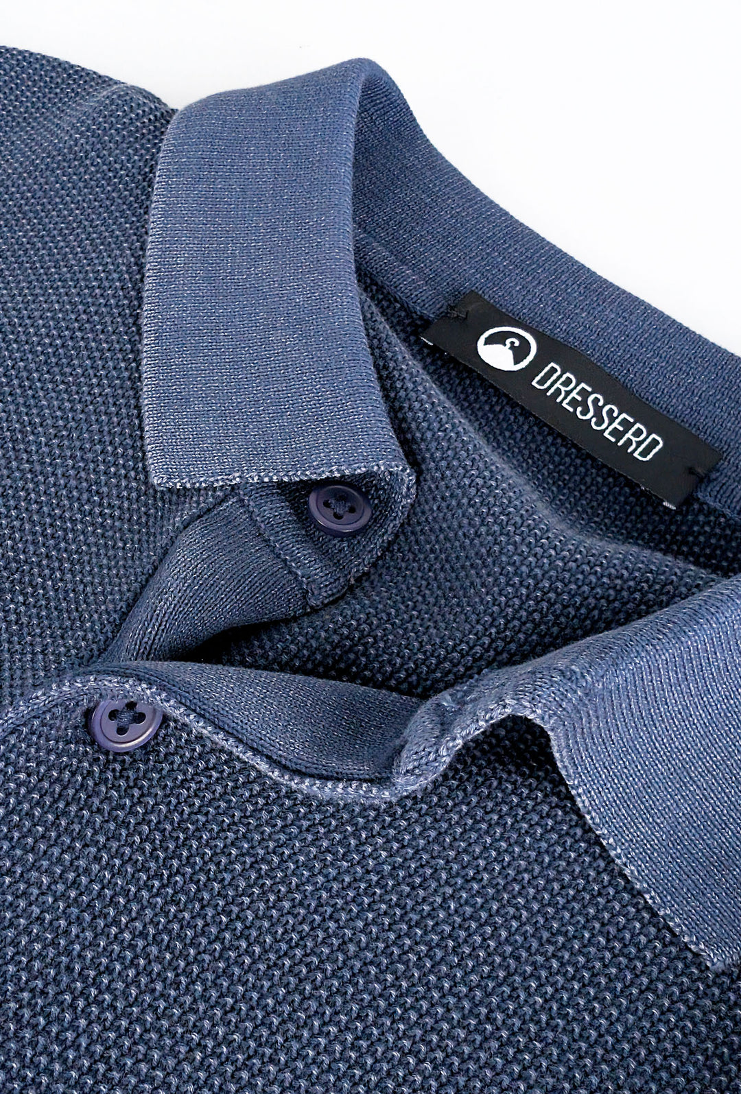 Polo uomo in filo mezza manica trama lavorata Slim fit - BLU