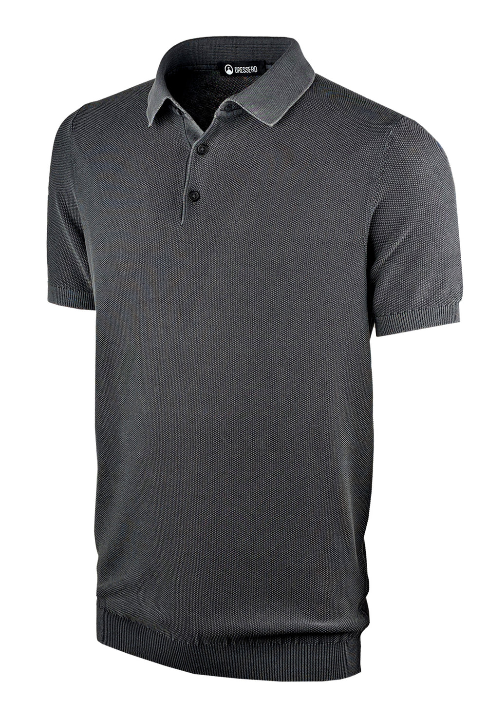 Polo uomo in filo mezza manica trama lavorata Slim fit - NERO