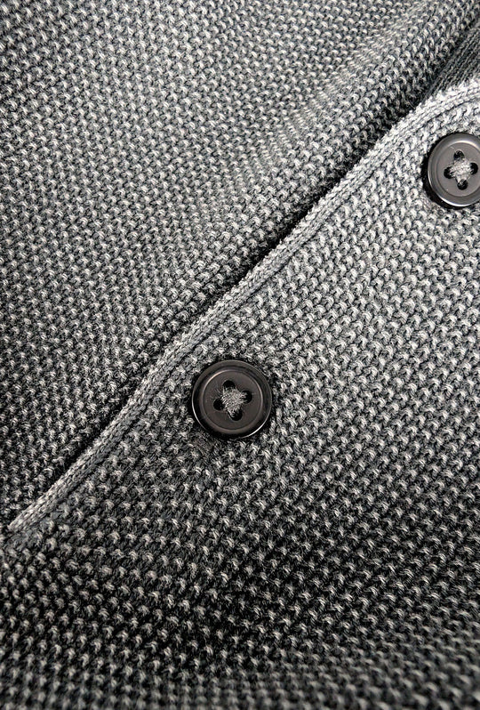 Polo uomo in filo mezza manica trama lavorata Slim fit - NERO