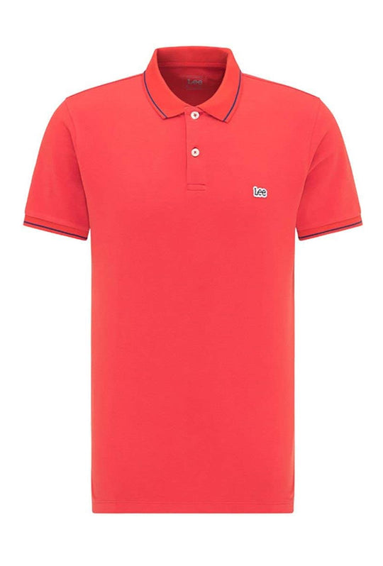Polo uomo LEE mezza manica in cotone pique bordino a contrasto - ARANCIONE