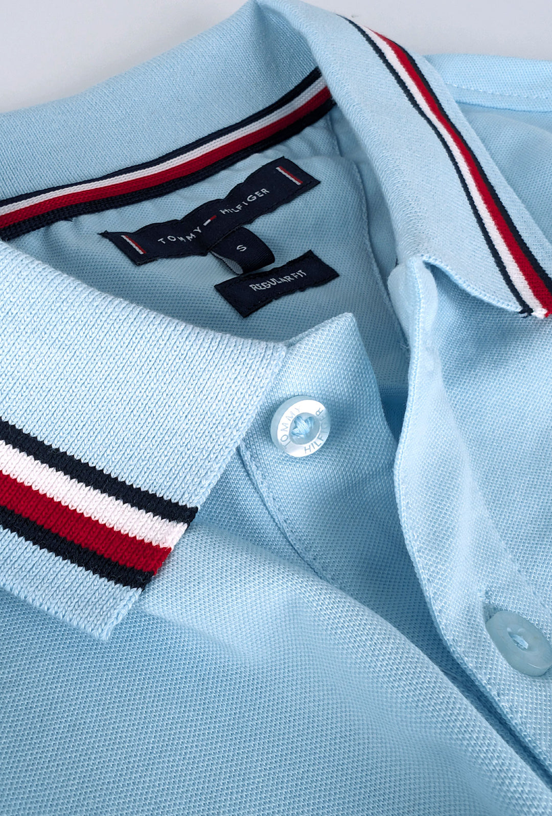 Polo Uomo TOMMY HILFIGER mezza manica colletto con righini a contrasto - AZZURRO