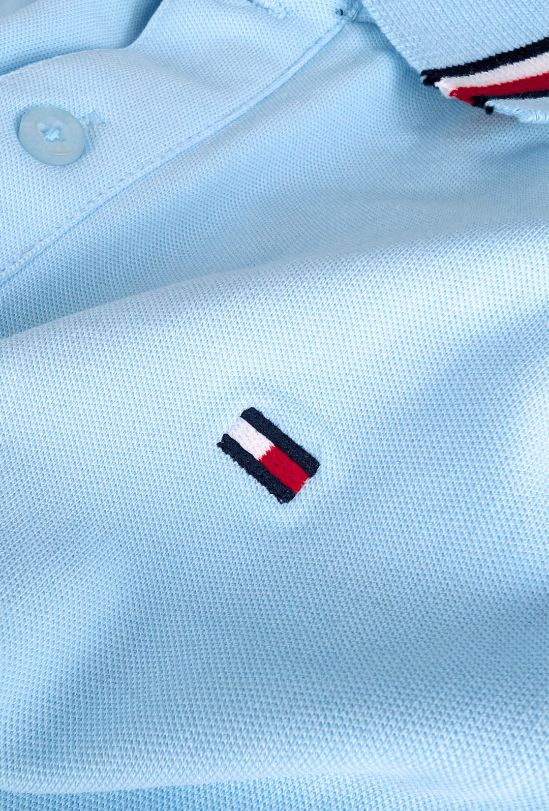 Polo Uomo TOMMY HILFIGER mezza manica colletto con righini a contrasto - AZZURRO