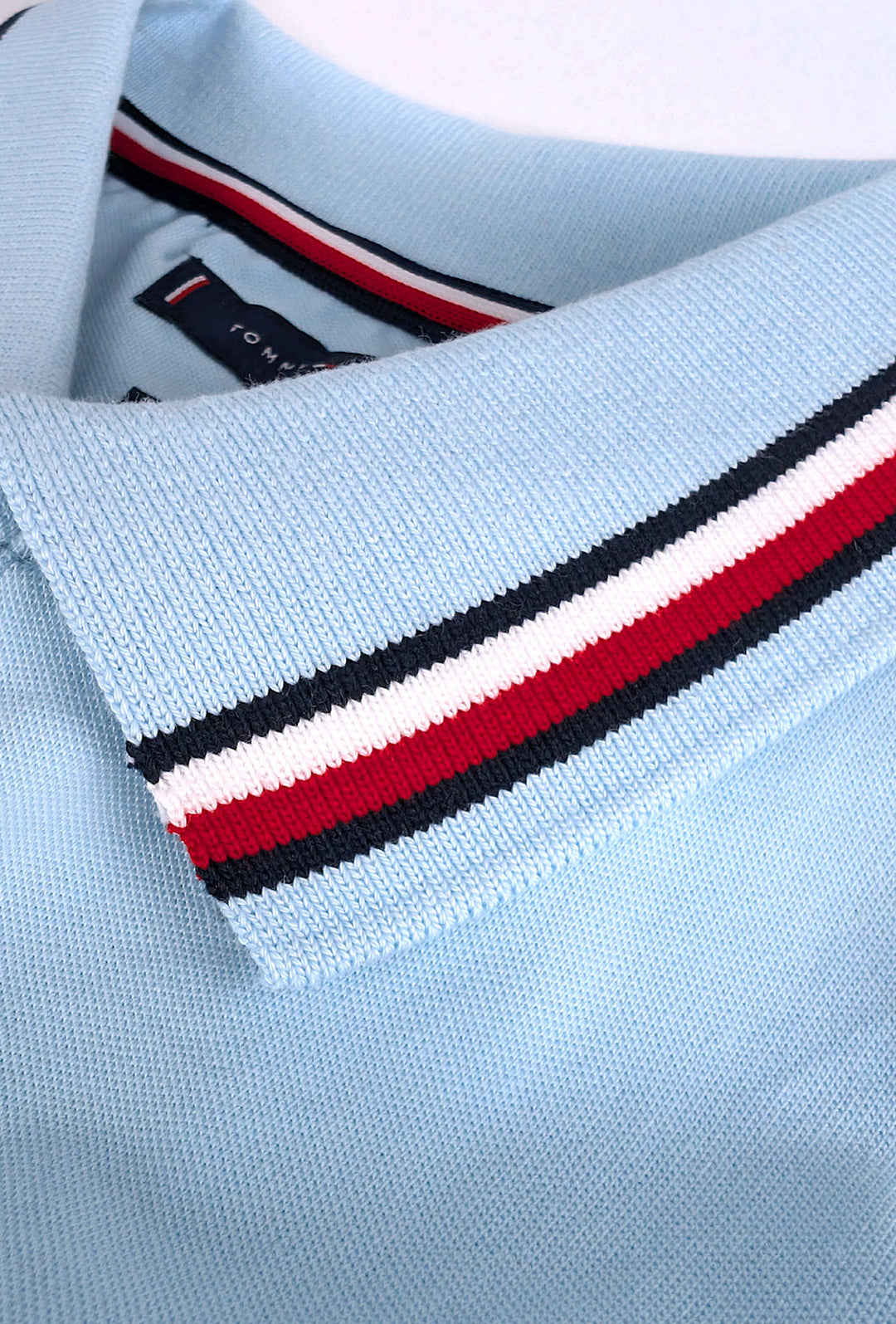 Polo Uomo TOMMY HILFIGER mezza manica colletto con righini a contrasto - AZZURRO