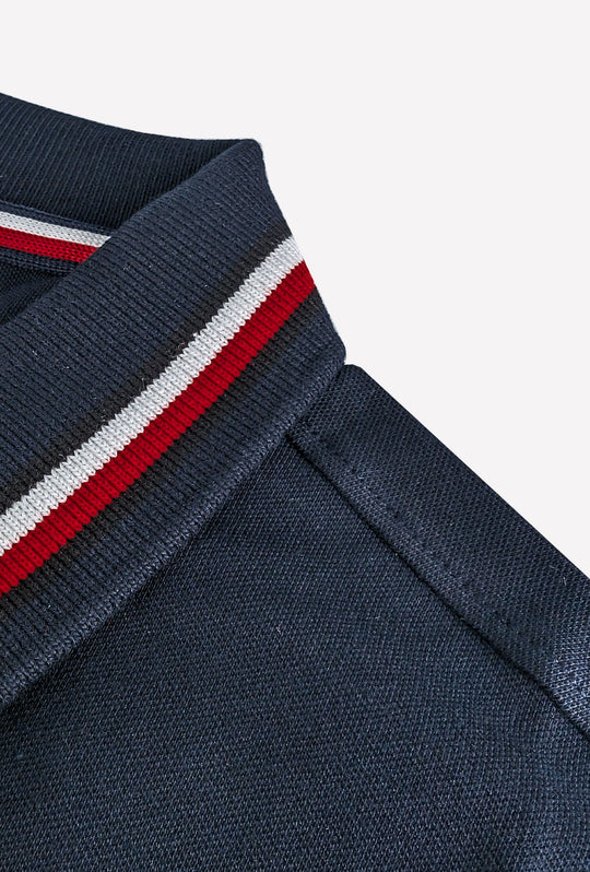Polo Uomo TOMMY HILFIGER mezza manica colletto con righini a contrasto - BLU