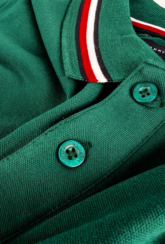 Polo Uomo TOMMY HILFIGER mezza manica colletto con righini a contrasto - VERDE