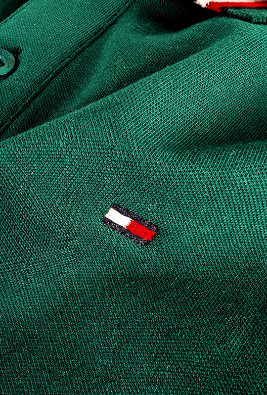 Polo Uomo TOMMY HILFIGER mezza manica colletto con righini a contrasto - VERDE