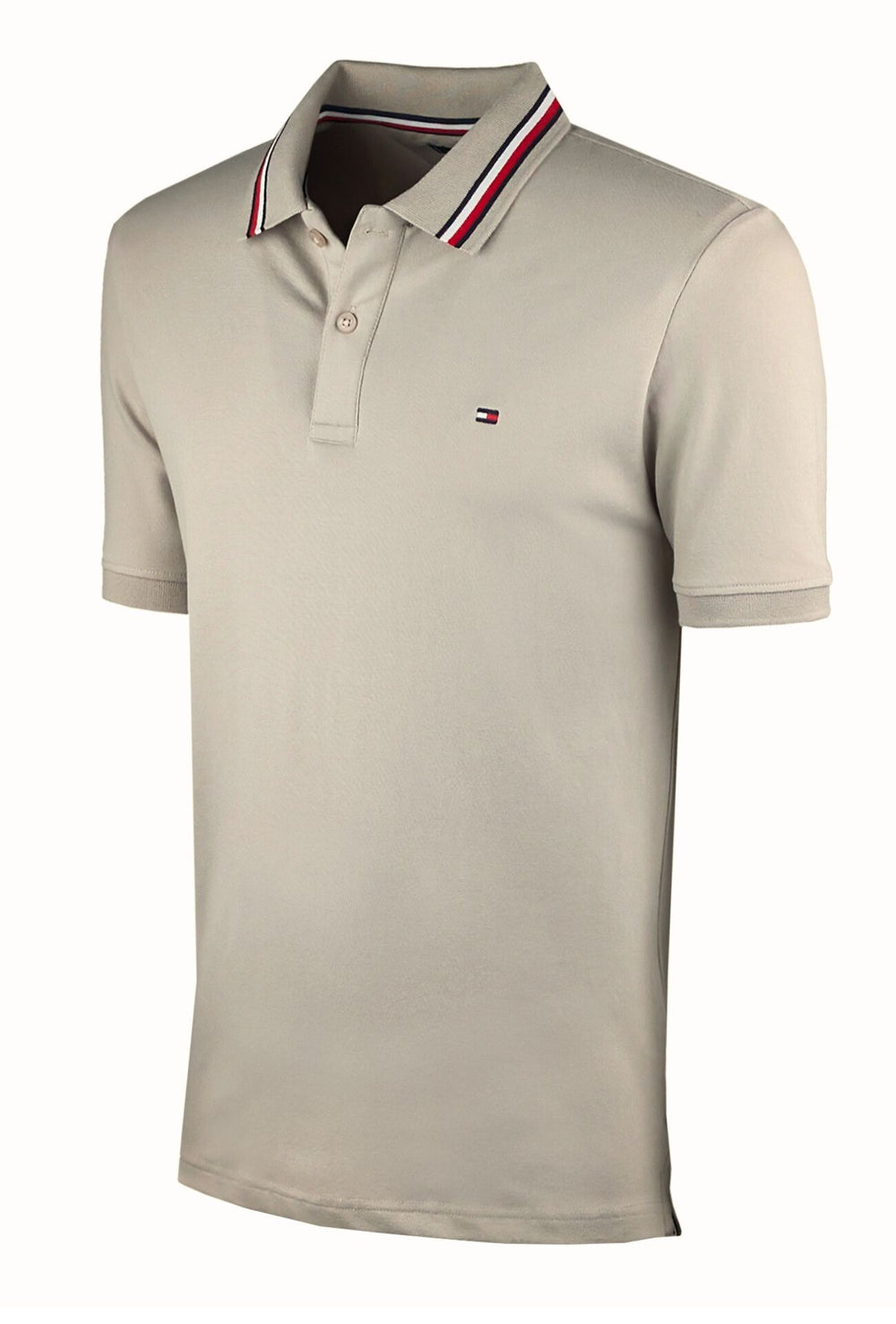 Polo Uomo TOMMY HILFIGER mezza manica colletto con righini a contrasto - BEIGE