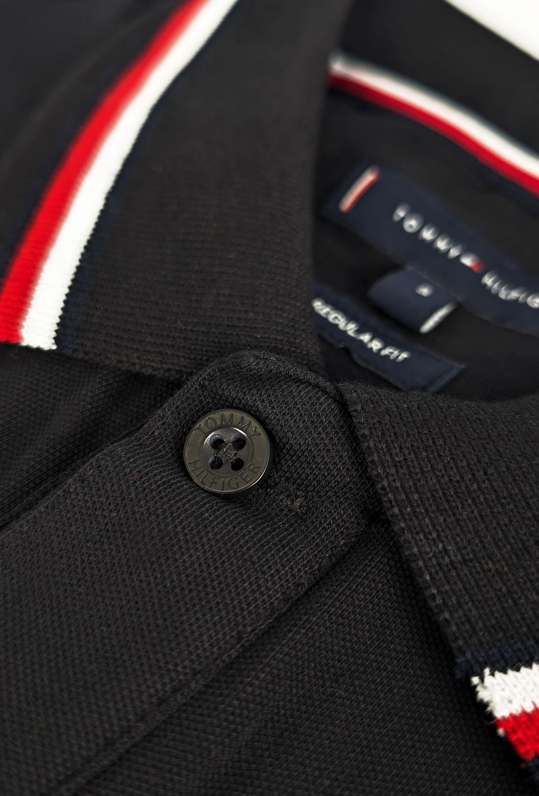 Polo Uomo TOMMY HILFIGER mezza manica colletto con righini a contrasto - NERO