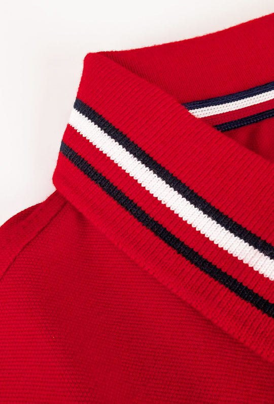 Polo Uomo TOMMY HILFIGER mezza manica colletto con righini a contrasto - ROSSO