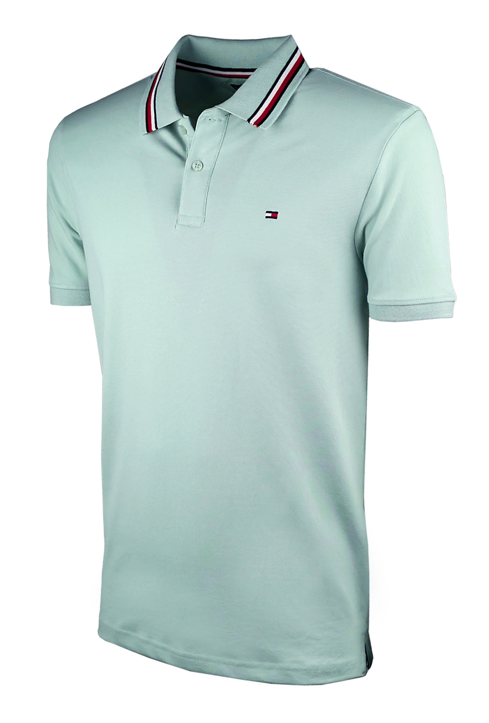 Polo Uomo TOMMY HILFIGER mezza manica colletto con righini a contrasto - VERDE ACQUA