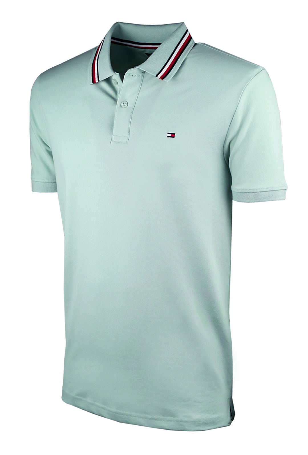 Polo Uomo TOMMY HILFIGER mezza manica colletto con righini a contrasto - VERDE ACQUA