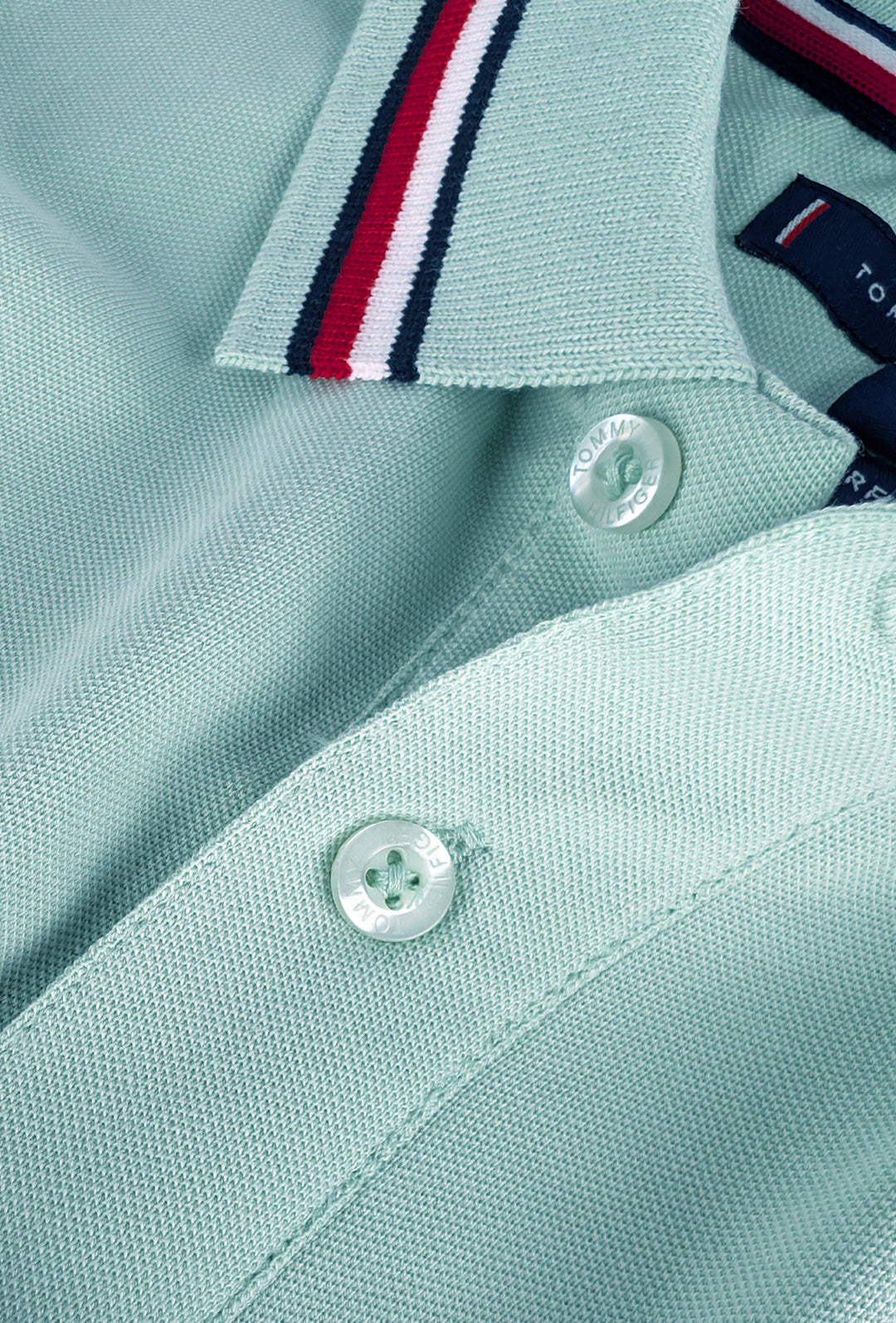 Polo Uomo TOMMY HILFIGER mezza manica colletto con righini a contrasto - VERDE ACQUA
