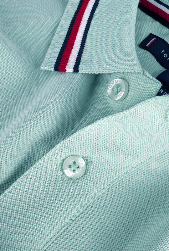 Polo Uomo TOMMY HILFIGER mezza manica colletto con righini a contrasto - VERDE ACQUA