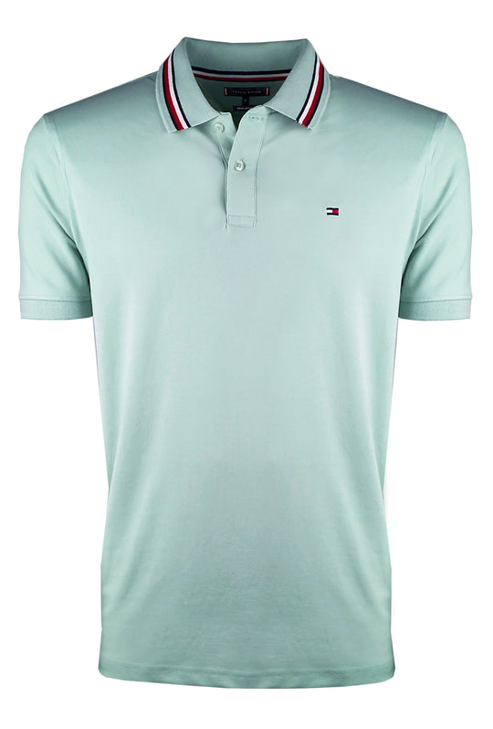 Polo Uomo TOMMY HILFIGER mezza manica colletto con righini a contrasto - VERDE ACQUA