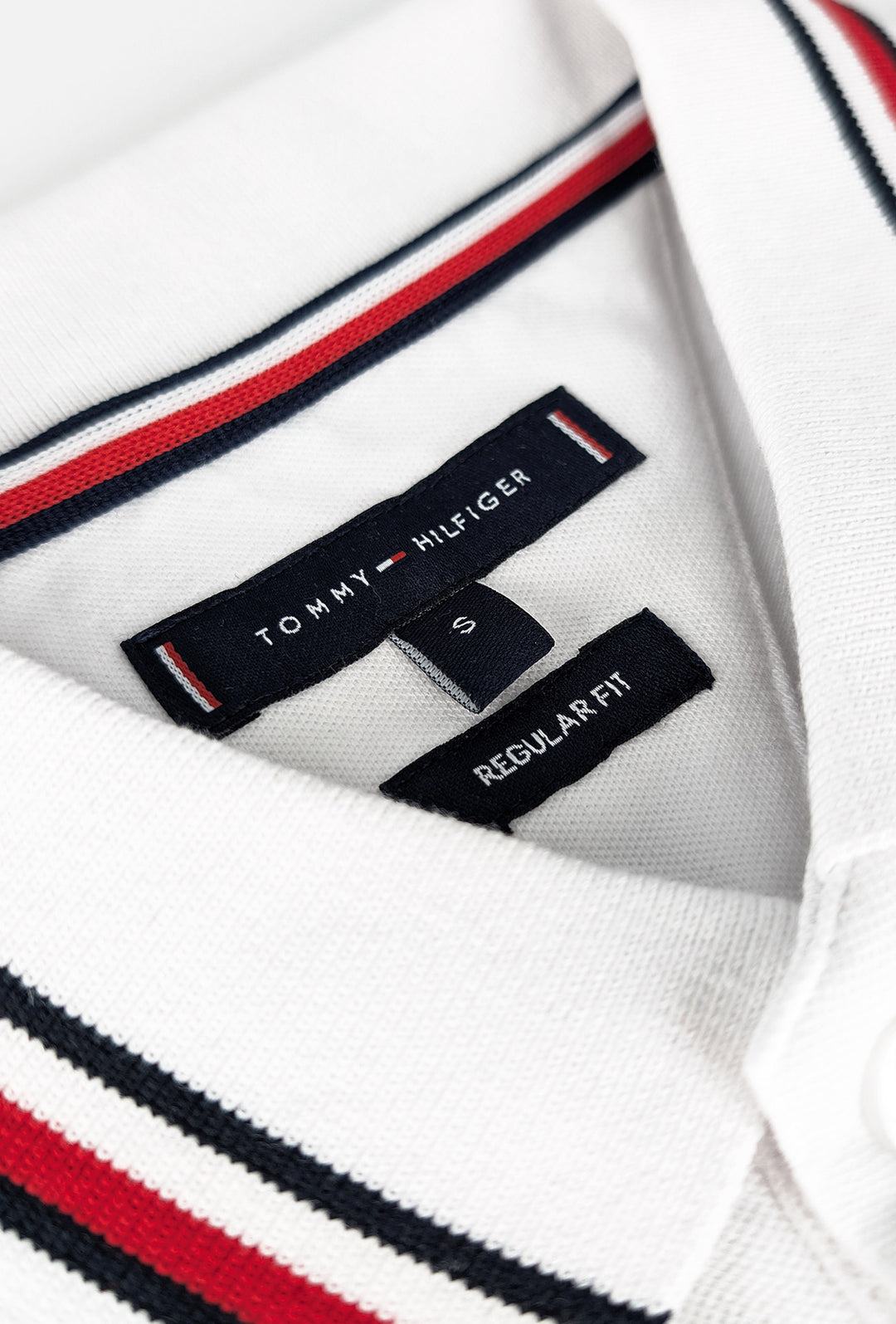 Polo Uomo TOMMY HILFIGER mezza manica colletto con righini a contrasto - BIANCO