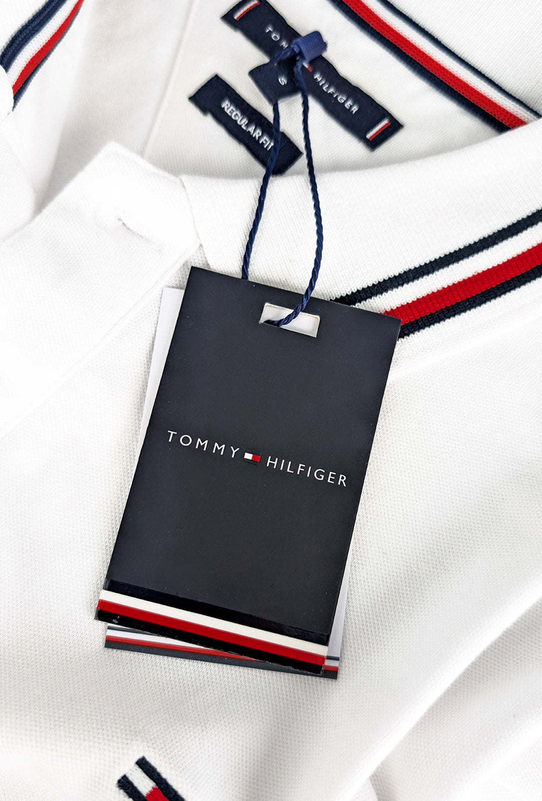 Polo Uomo TOMMY HILFIGER mezza manica colletto con righini a contrasto - BIANCO