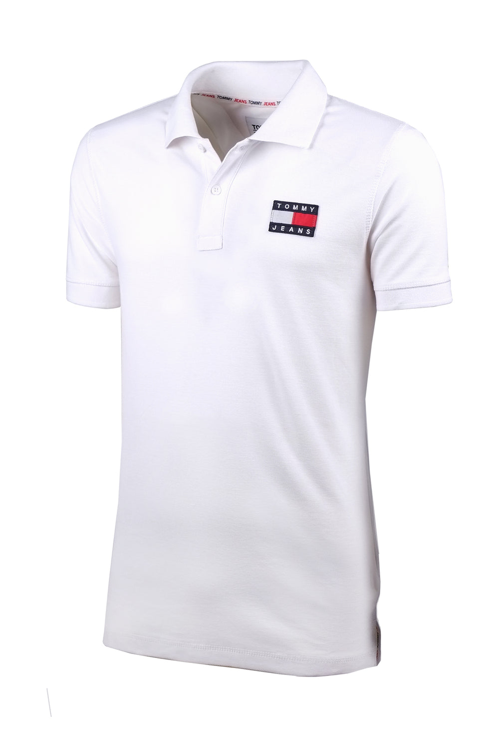 Polo Uomo TOMMY JEANS cotone piquet logo grande Maglietta mezza manica - BIANCO