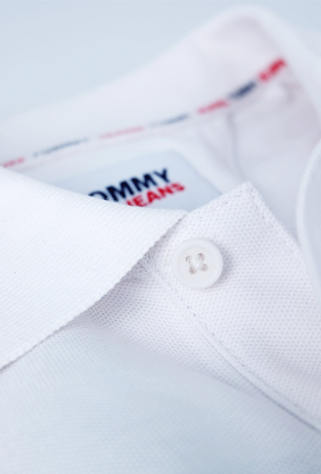Polo Uomo TOMMY JEANS cotone piquet logo grande Maglietta mezza manica - BIANCO