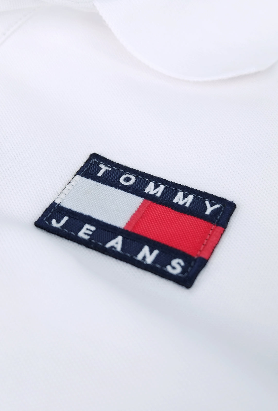 Polo Uomo TOMMY JEANS cotone piquet logo grande Maglietta mezza manica - BIANCO