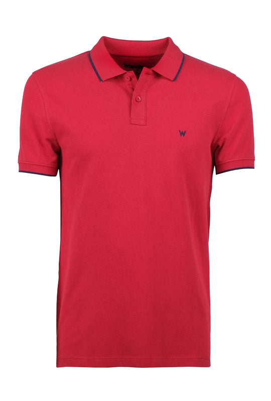 Polo Uomo WRANGLEAR mezza manica cotone Piquet con Righino - ROSSO