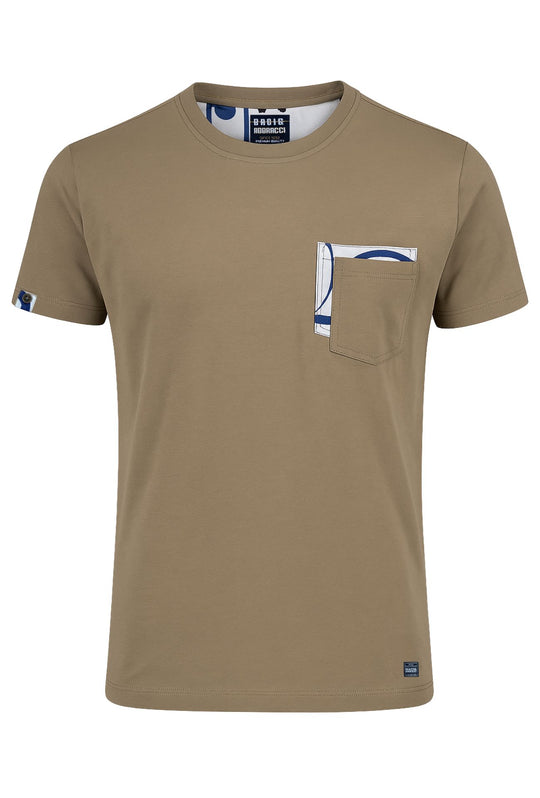T-Shirt uomo Baci & Abbracci con taschino colorato - FANGO