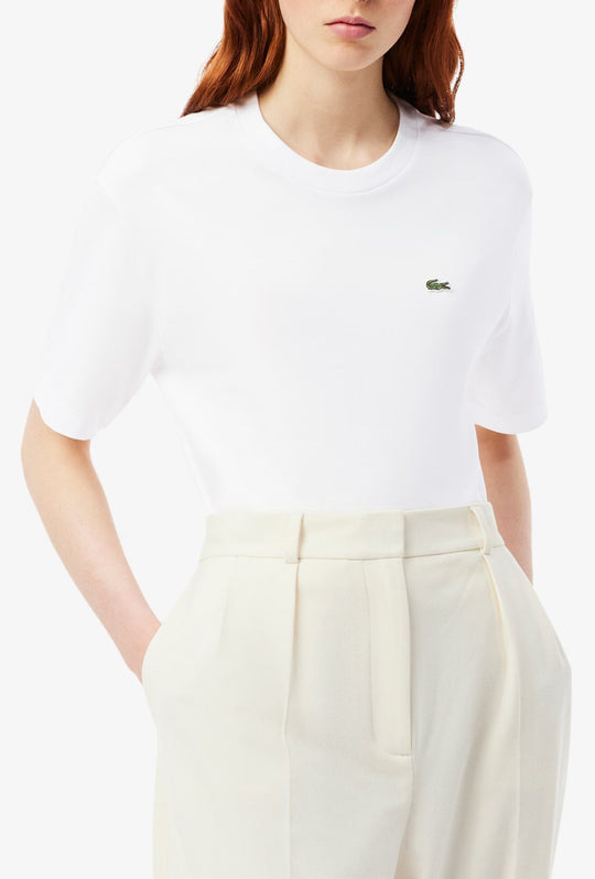 T-Shirt Donna LACOSTE Relaxed Fit 100% Cotone - BIANCO