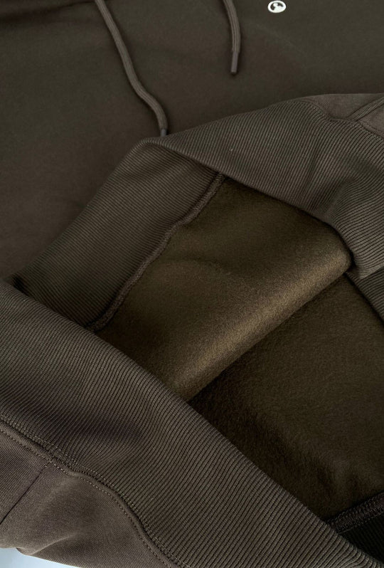 Felpa uomo chiusa con cappuccio Dresserd Felpata invernale - MARRONE