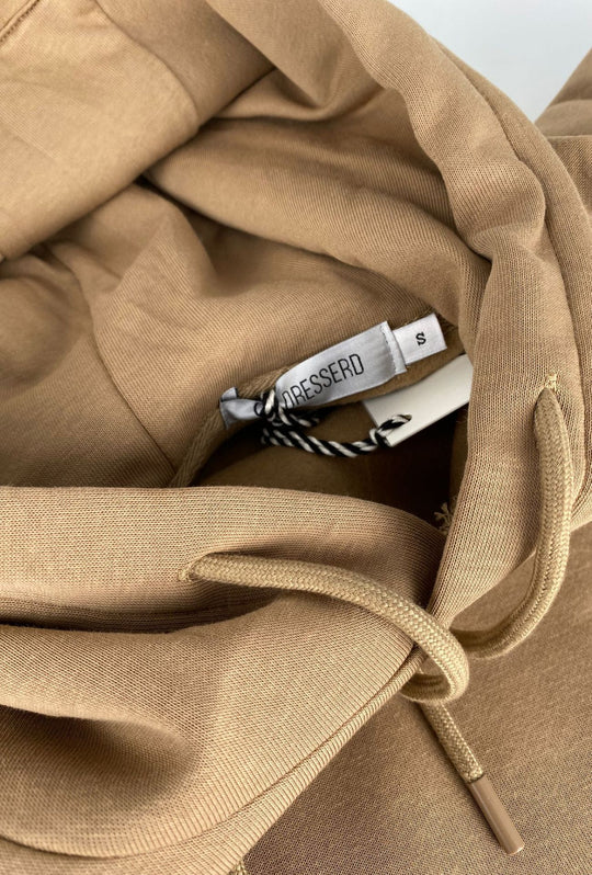 Felpa uomo chiusa con cappuccio Dresserd Felpata invernale - CAMMELLO