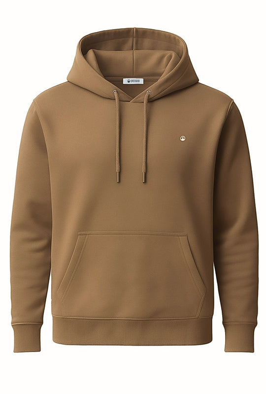 Felpa uomo chiusa con cappuccio Dresserd Felpata invernale - CAMMELLO