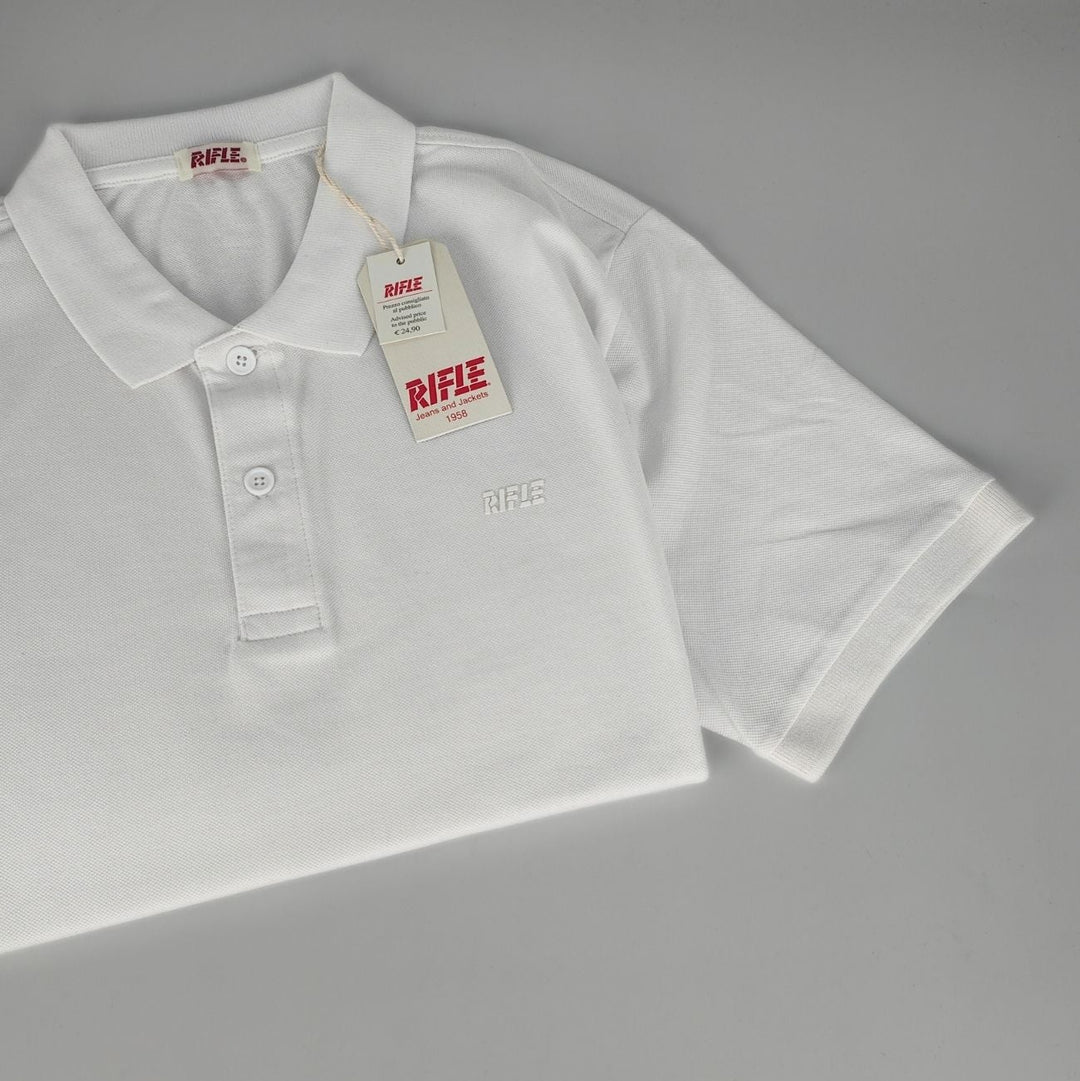 Polo uomo Rifle in 100% cotone piquet - BIANCO