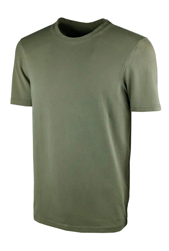 T-Shirt uomo Dresserd in cotone piquet elasticizzato - VERDE MILITARE