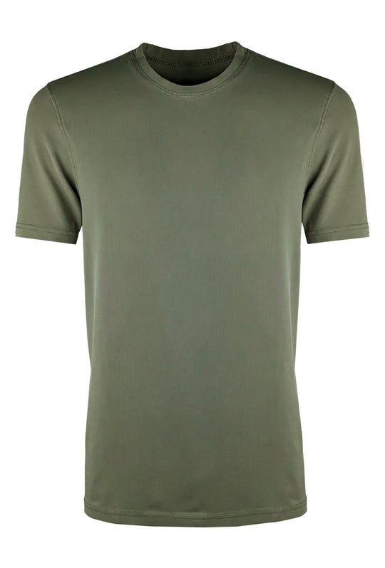 T-Shirt uomo Dresserd in cotone piquet elasticizzato - VERDE MILITARE