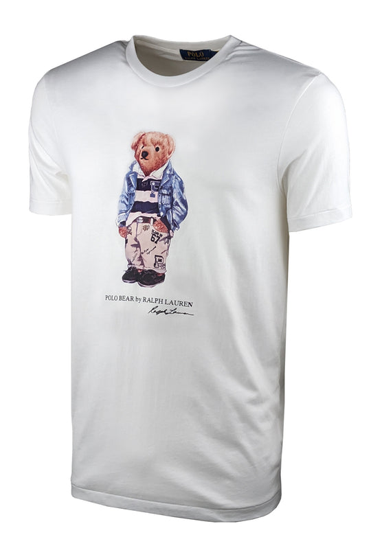 T-Shirt Uomo Raplh Lauren Polo Bear Maglia mezza manica - BIANCO