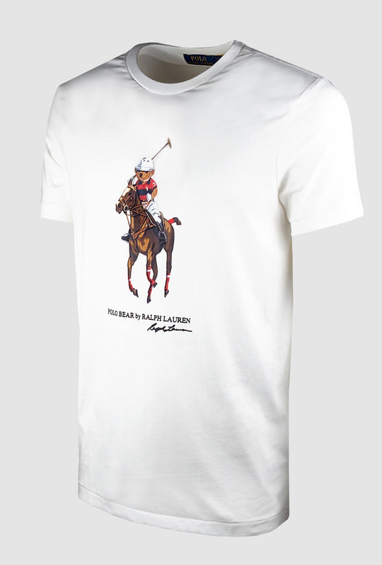 T-Shirt Uomo Ralph Lauren Polo Bear 100% Cotone - BIANCO