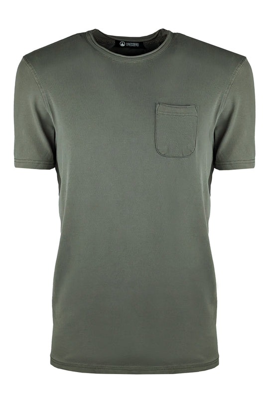 T-Shirt Uomo Dresserd in cotone piquet con taschino - VERDE