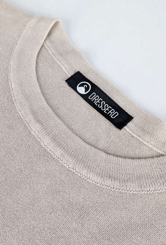 T-Shirt uomo in Filo Maglia mezza manica relaxed fit - BEIGE