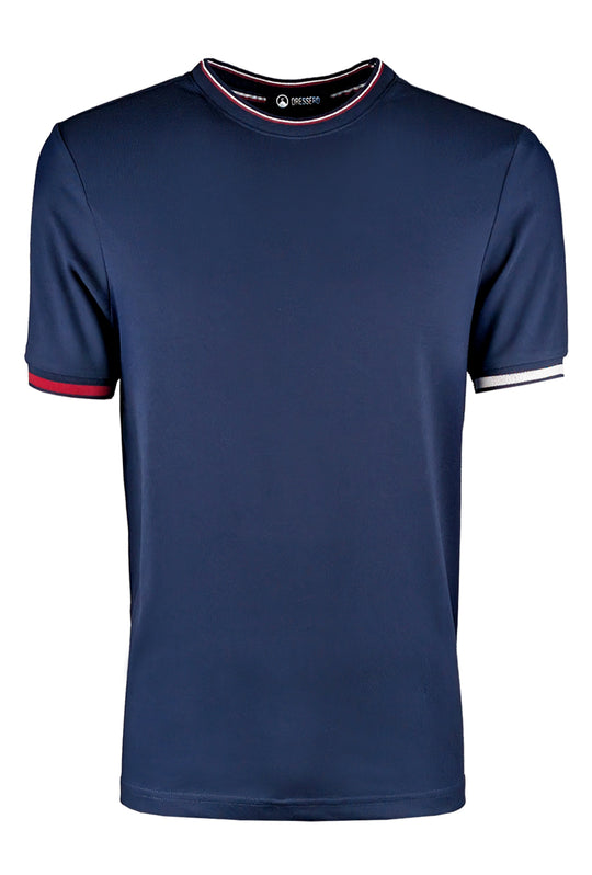 T-Shirt uomo in cotone Piquet con bordi a contrasto - BLU