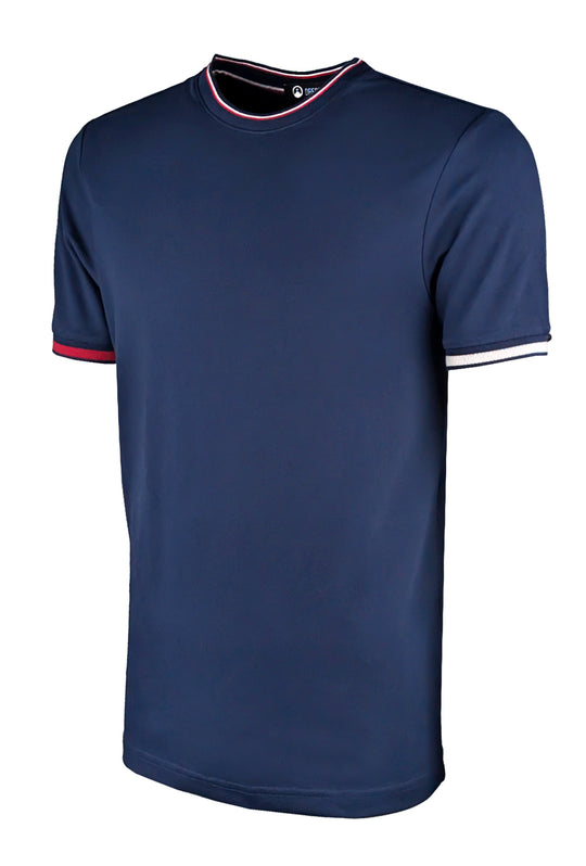 T-Shirt uomo in cotone Piquet con bordi a contrasto - BLU