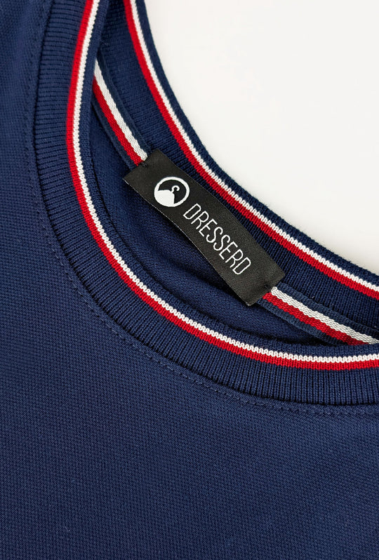 T-Shirt uomo in cotone Piquet con bordi a contrasto - BLU