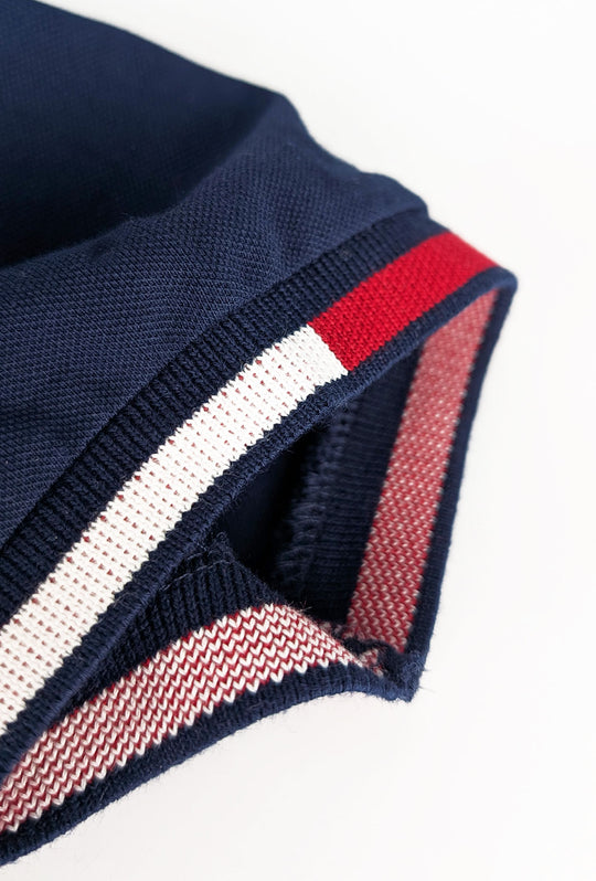 T-Shirt uomo in cotone Piquet con bordi a contrasto - BLU