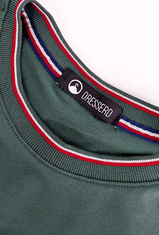 T-Shirt uomo in cotone Piquet con bordi a contrasto - VERDE SCURO