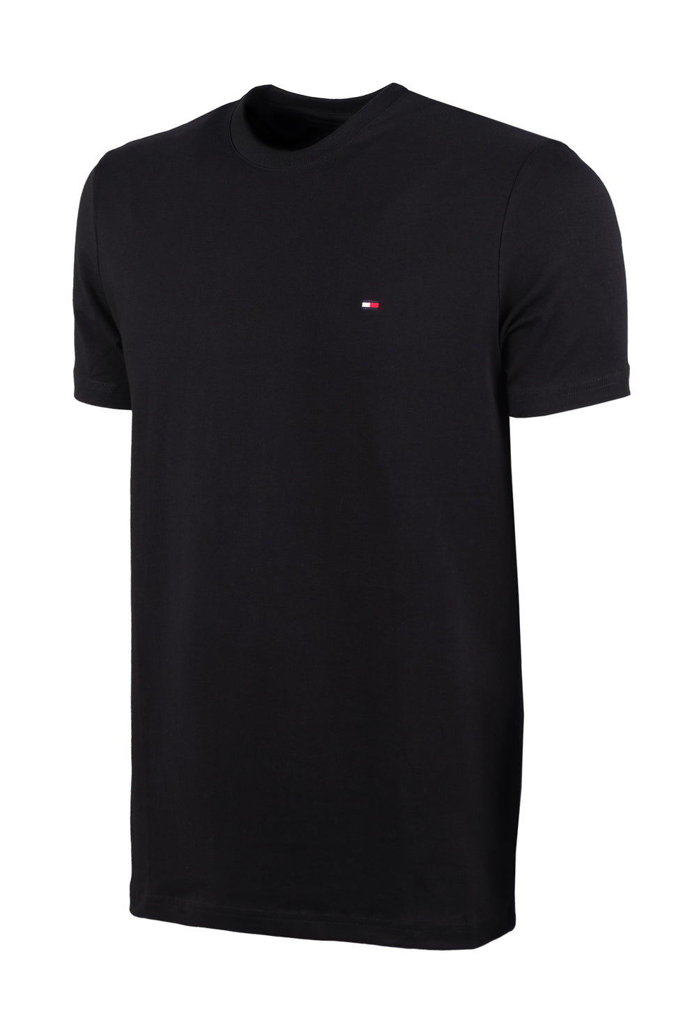 T-Shirt Uomo TOMMY HILFIGER tinta unita in cotone elasticizzato - NERO