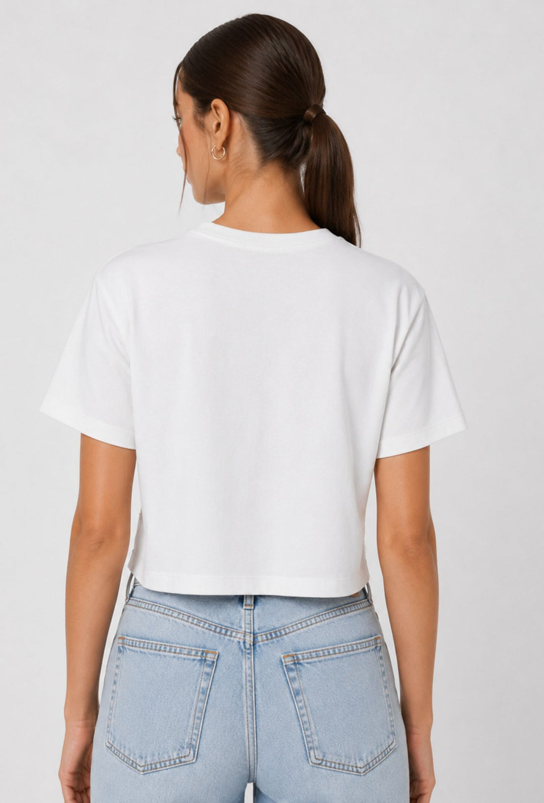 T-Shirt Donna GUESS Crop 100% Cotone- BIANCO
