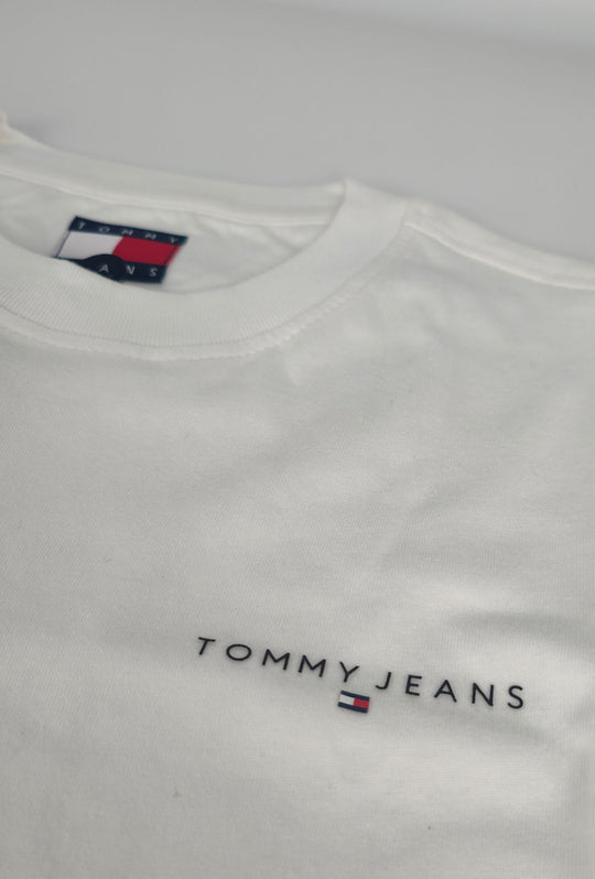 T-shirt uomo Tommy Jeans logo a rilievo lato cuore 100% cotone - BIANCO