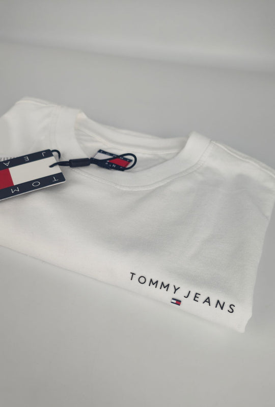 T-shirt uomo Tommy Jeans logo a rilievo lato cuore 100% cotone - BIANCO