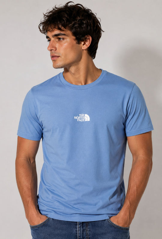 T-Shirt Uomo THE NORTH FACE logo stampato centrale bianco- INDIGO